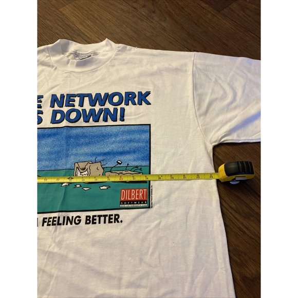 RARE VINTAGE DILBERT Network is Down Computer Geek T Shirt SIZE XL - Picture 3 of 4